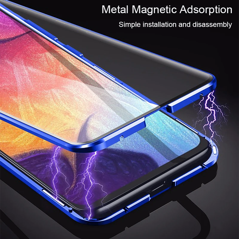 Магнитный чехол для Samsung Galaxy A40 A70 противоударный бампер двухсторонний