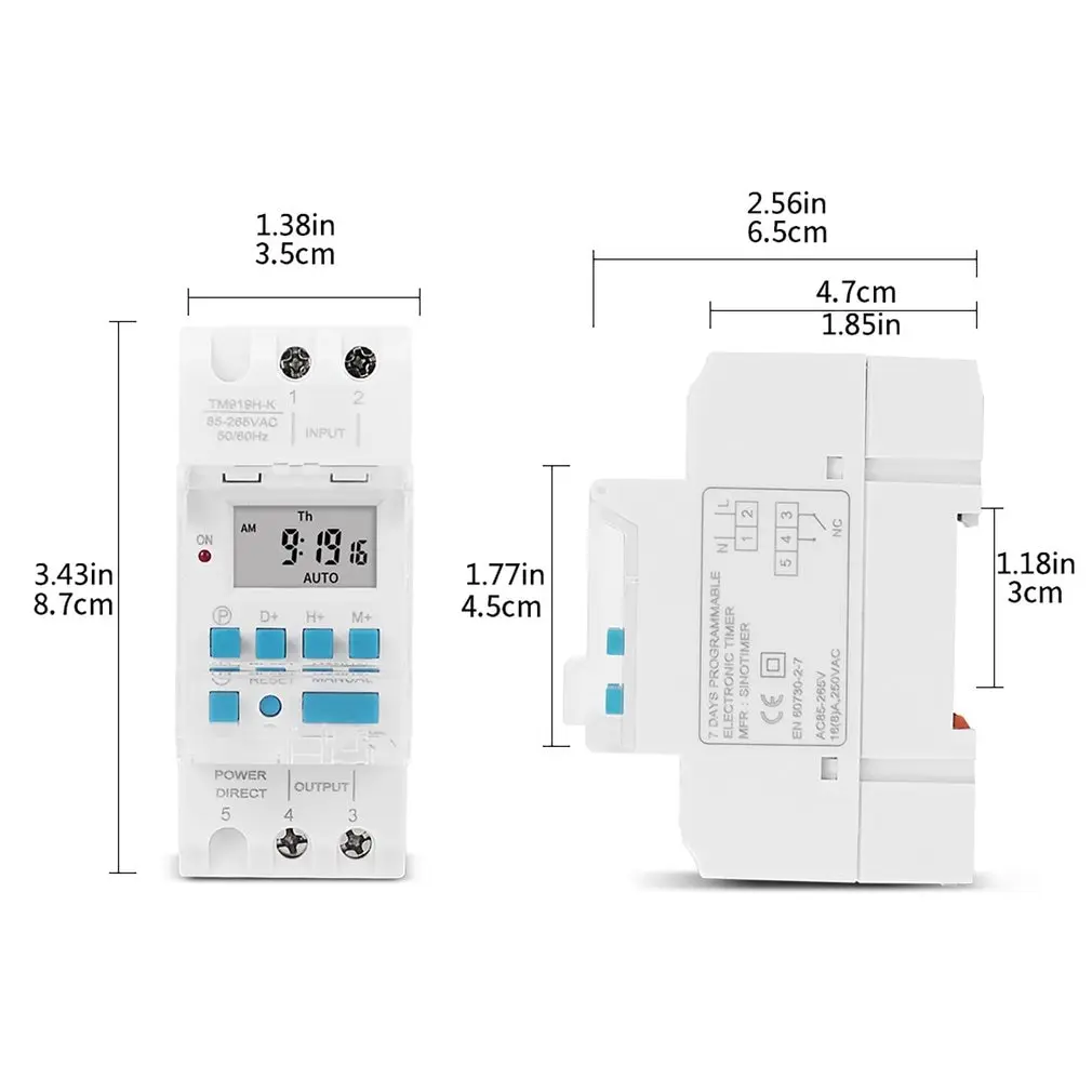 

Voltage Output Digital Switch Timer Replaceable Battery Electronic Time Clock Relay DIN Rail 4 Pins 220V 110V 24V 12V 5V
