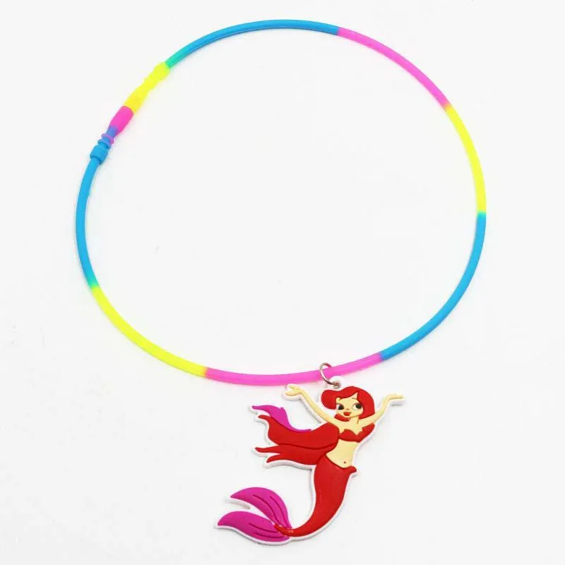 1pc necklace 3 Вечерние браслеты Русалочки с защелкой силиконовый браслет подарок на день рождения для детей Девочка Русалка забавная игрушка - Цвет: 1pc necklace 3