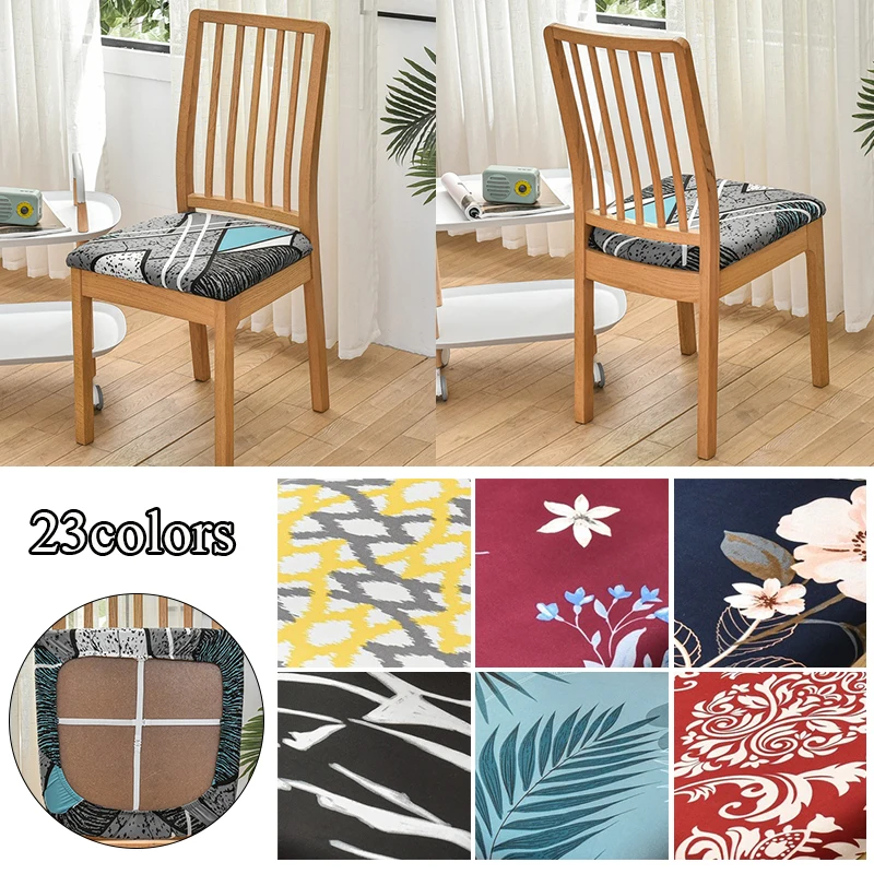 

Jacquard Chair Seat Cover Pad Home Decoration Printed Square Cushion Cover Dining Chair Protective Cover Elastic Washable Home