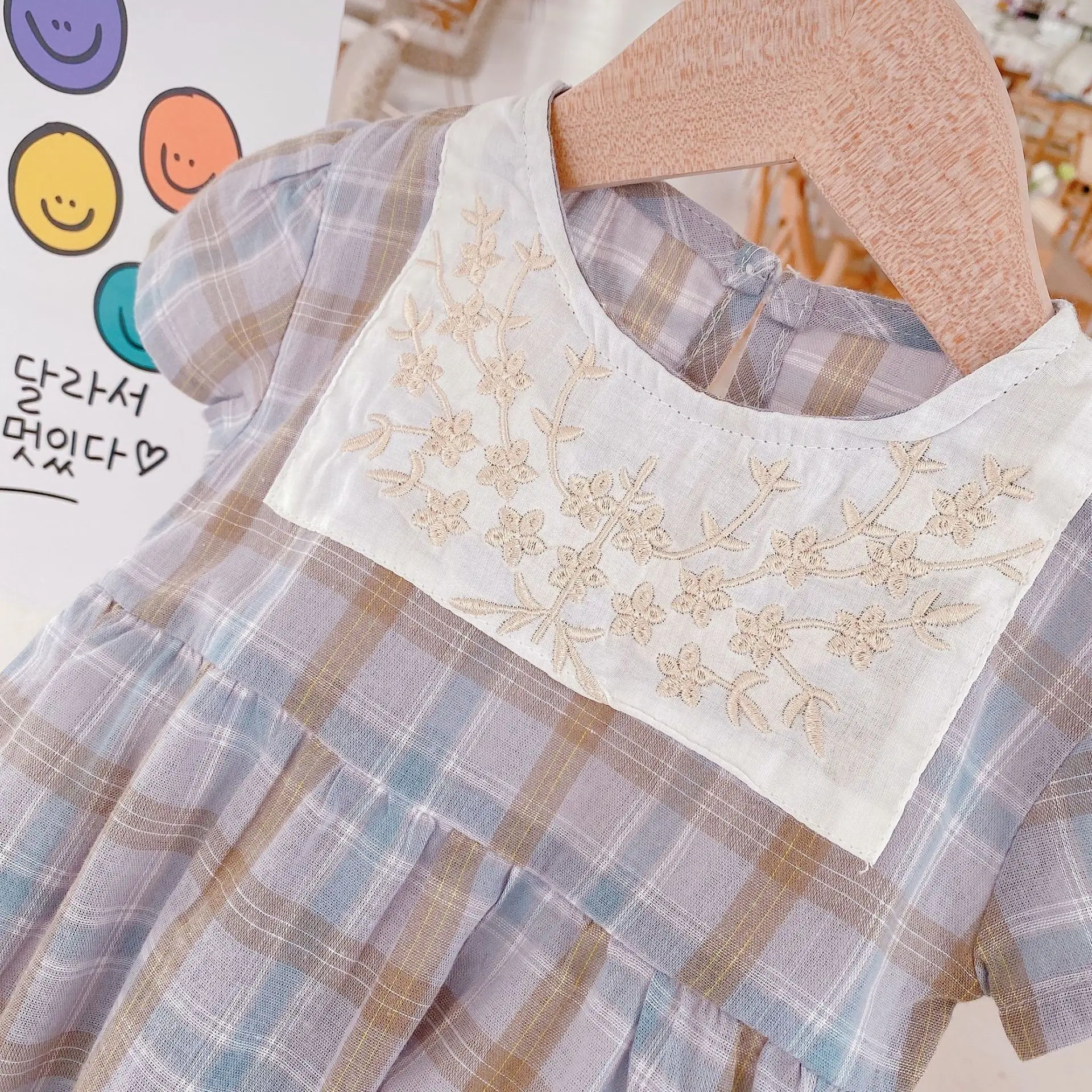 

Newborn Summer Infant Baby Sisters Short Clothes Dress Check Embroidered Romper Jumpsuit Infant Kids Baby Costumes 0-4Y
