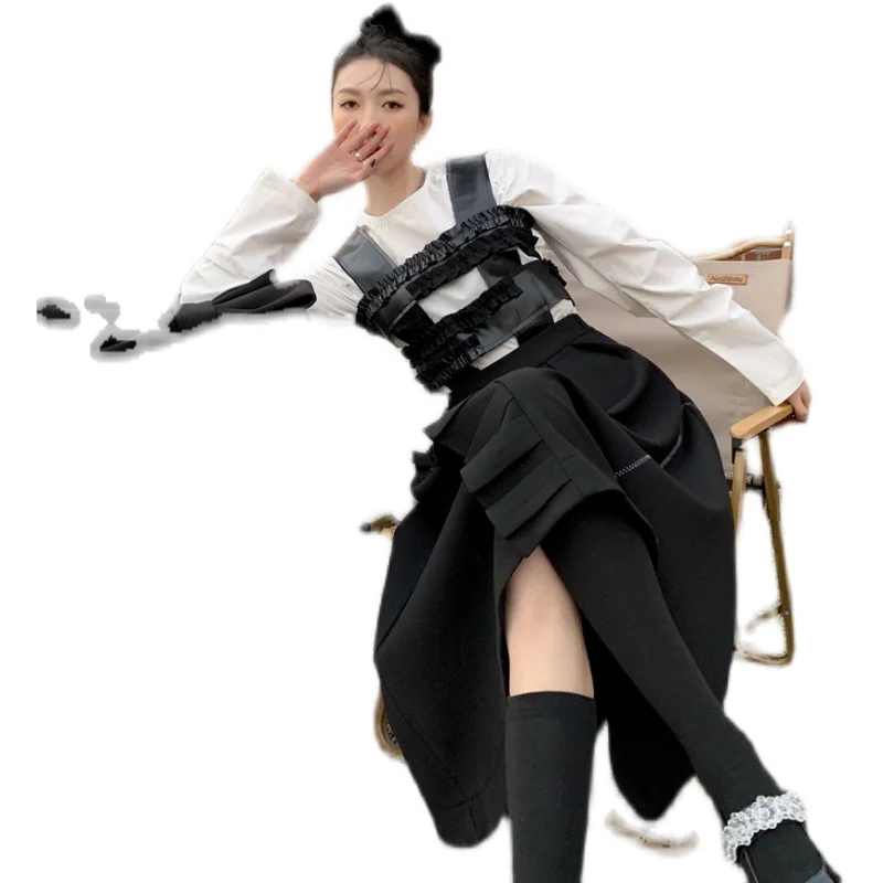 

Bornladies 2021 Spring Summer Korean Japan Trendy Dress for Women Fashion Design Black Color Bandage Streetwear Dresses