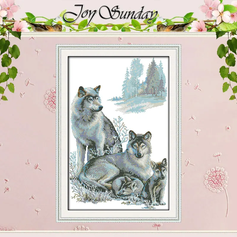 

A Wolf Family Patterns Counted Cross Stitch 11CT 14CT Cross Stitch Set Wholesale Animals Cross-stitch Kits Embroidery Needlework