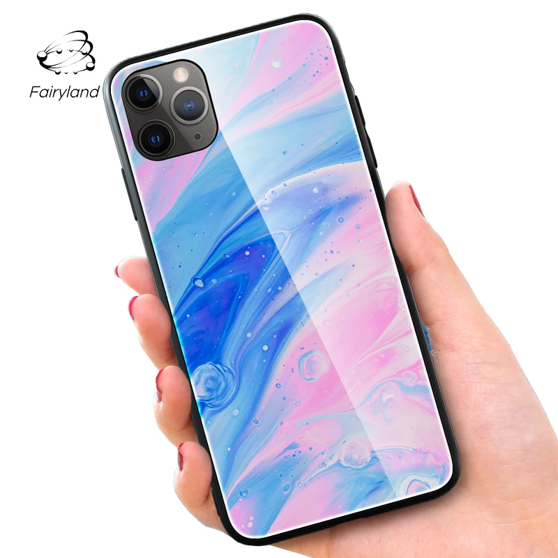 Мраморная текстура закаленное стекло чехол для телефона iPhone11 PRO MAX мобильный