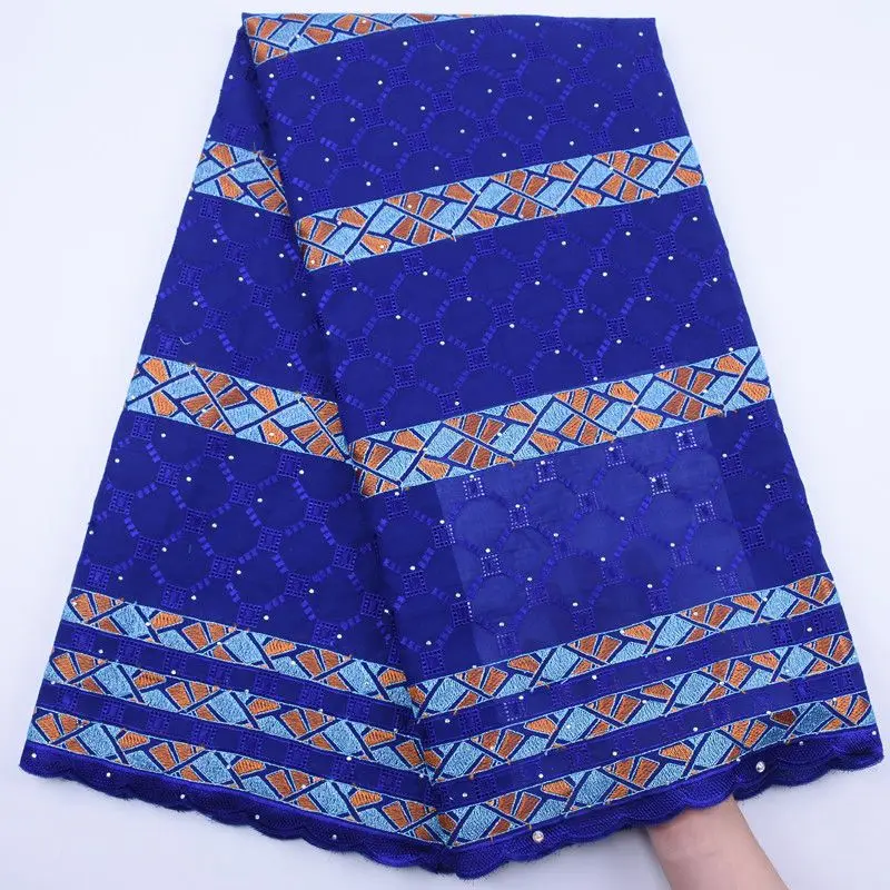 Новейшая нигерийская полированная кружевная ткань с камнями синяя африканская