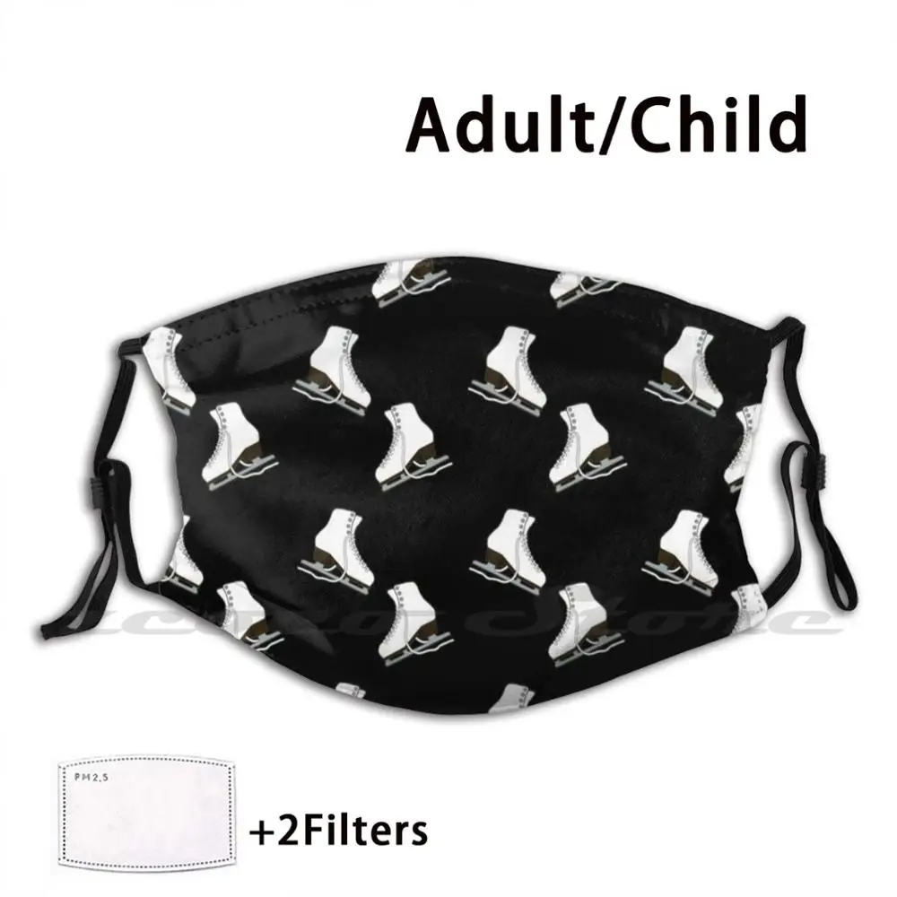 Фигурные коньки на черном фоне дизайн маска Ткань моющийся фильтр &quotсделай