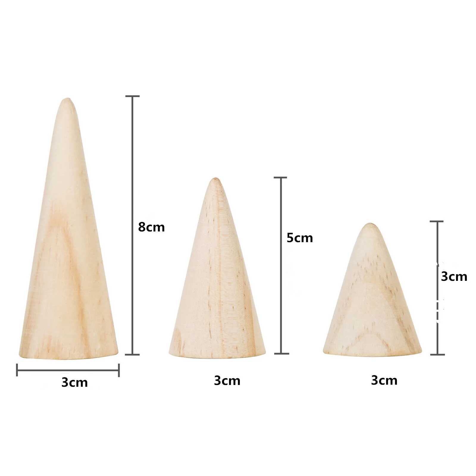 Natural Wood Finger Cone Ring Holder Bague Jewelry Display Stand Organizer Storage Rack Showcase for Exhibit