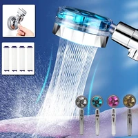 2021 shower head water saving flow 360 degrees rotating with small fan abs rain high pressure spray nozzle bathroom accessories