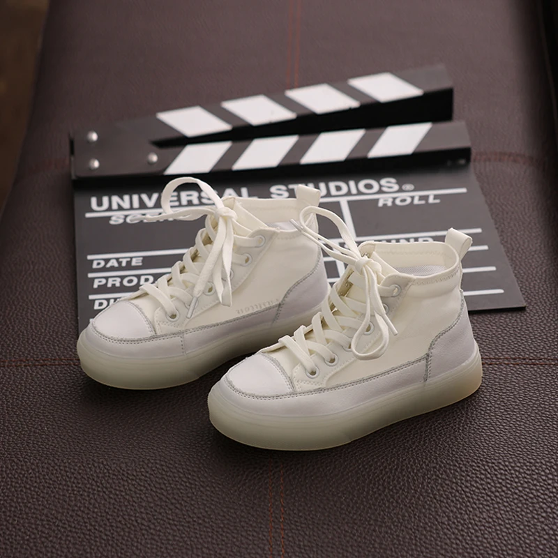 Детская кожаная спортивная обувь для бега детская повседневная средней высоты