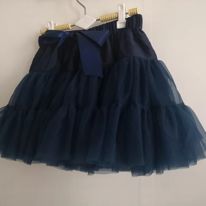 Женская шифоновая юбка пачка сделай сам темно синяя Пышная для танцев и