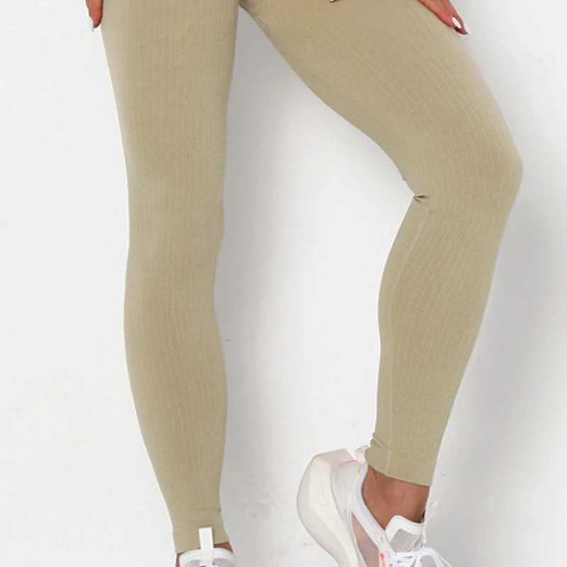 

Leggings Women Sports Fitness Tight-fitting Running Seamless Threaded Yoga Pants Solid Color Gym Clothing