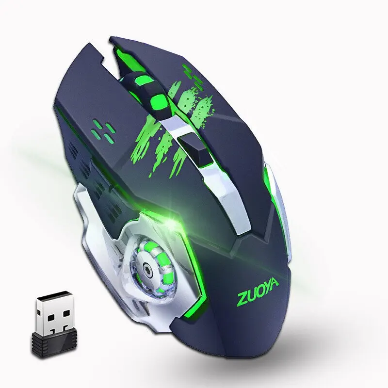 

Wireless Mouse 2.4GHz Receiver LED Mute Silent Rechargeable USB Gaming Computer Optical Game Mice For Laptop PC Computer
