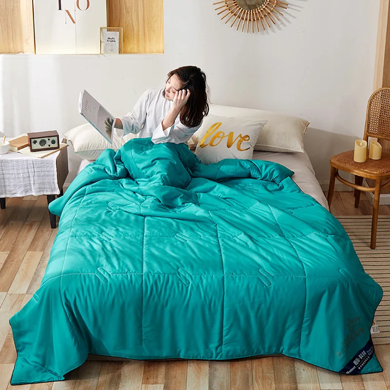 

Summer Air-conditioning Room Quilt Soft Breathable Throw Blanket Thin Comforter Bed Cover Silk Feels Bedspread Coverlet