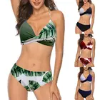 Сексуальный комплект бикини с листьями для женщин 2020, летний купальный костюм с пуш-ап и подкладкой Kawaii, женский купальный костюм бикини