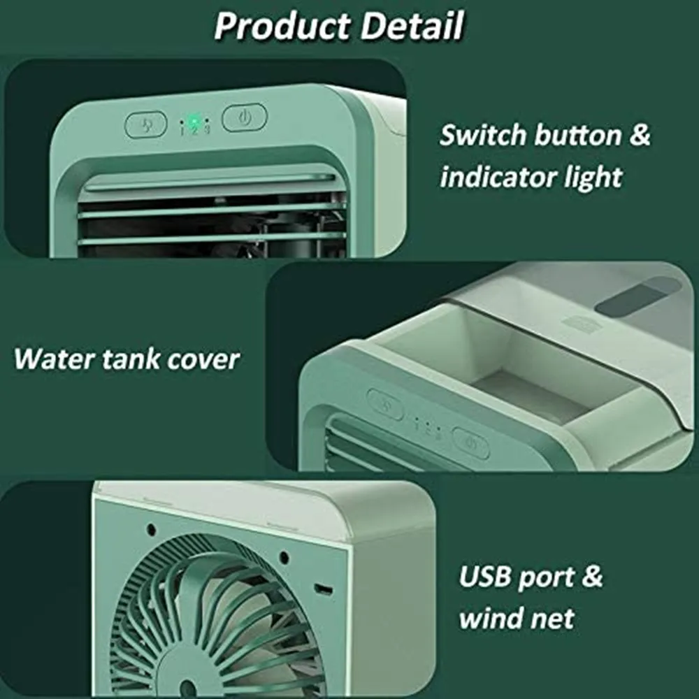 

Mini Air Cooler Fan USB Water-Cooled Air Conditioner Portable Desktop Evaporative Humififier Purifier for Summer Home Office