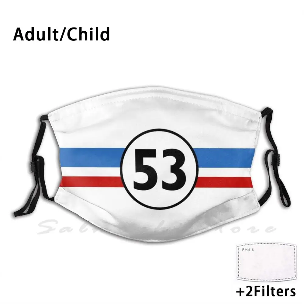 Herbie 53 Classic Racing Car 1963 Circle Logo #1 Забавный принт многоразовый Pm2.5 фильтр маска для лица |
