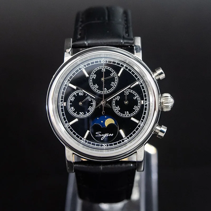 Супер Светящиеся механические часы с хронографом для мужчин ST1908 Moon Phase NATO Calendar мужские наручные часы Relogio