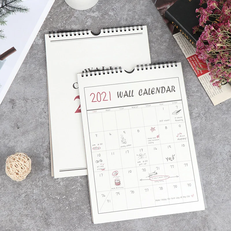

1PCS 2021 Cute Calendar Wall Hanging Calendar DIY Daily Schedule Monthly Work Note Schedule Wall Calendar Agenda Planner
