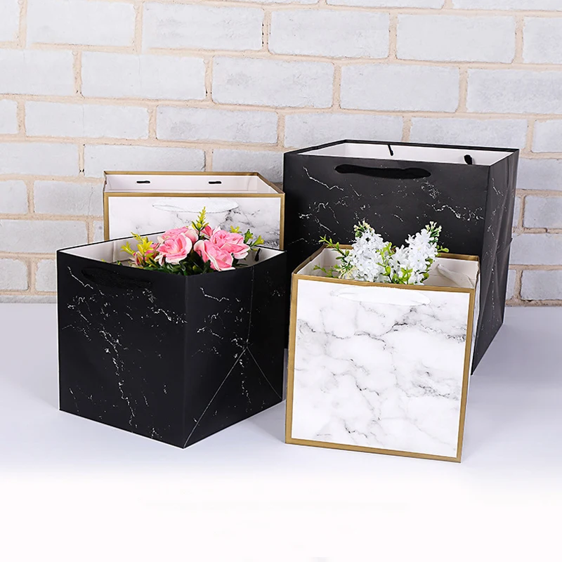 

High-quality Square Grey Black Marble Gift Bag for Christmas/wedding/Baby Shower/Birthday Party Favors Gift Packaging Box