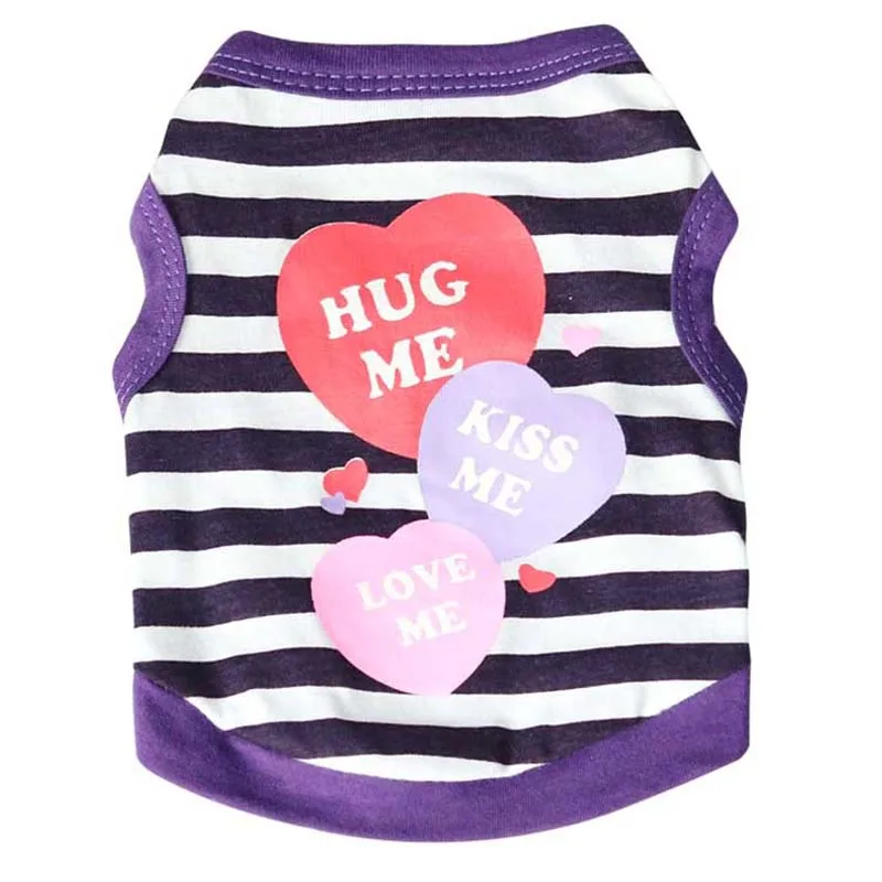 Полосатая футболка для собак повседневный жилет милый Принт Kiss Me хлопковая