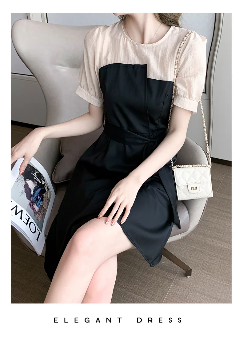 

2021 Summer French Niche black dress waist thin goddess Van Hepburn style sweet and salty summer