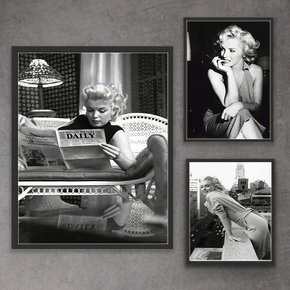 

Movie Star Poster Canvas Painting Marilyn Monroe Black White Posters and Prints Wall Print Art Mural Home Decor Wall Art