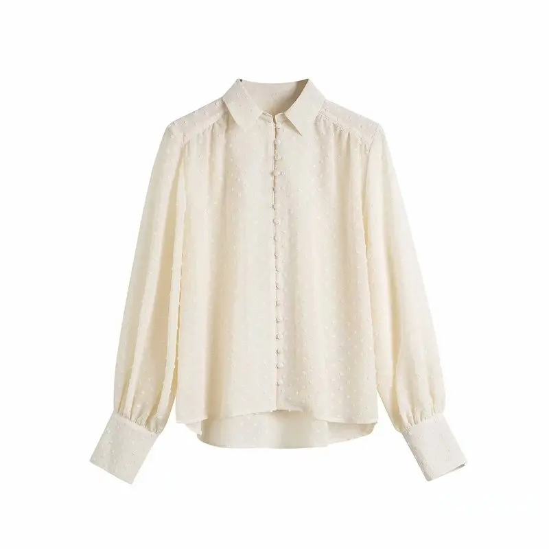 Женская Базовая однотонная шифоновая блузка с длинным рукавом офисная одежда