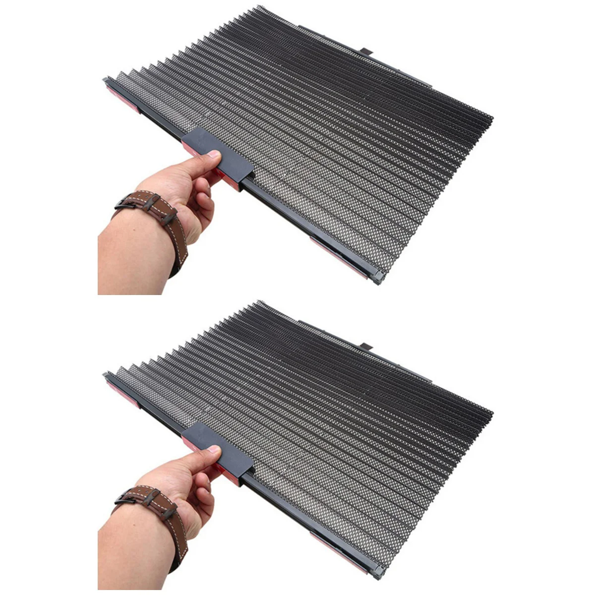 

2pcs Car Side Window Sunshades Curtain Retractable Sun Block Automatic Blinds Car Sunshade Protector (Black)