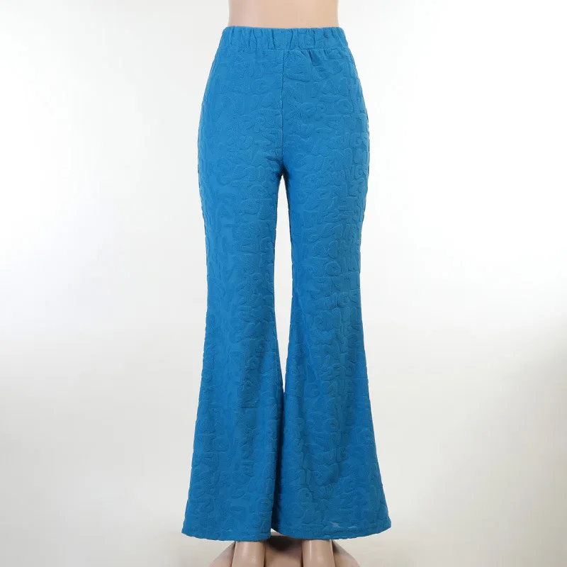 

Cotton wide-leg trousers women's trousers loose casual solid color letter jacquard harem pants women's fall 2021 Drop Shipping