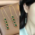 Винтажные серьги-кисточки зеленого цвета, серьги-подвески для женщин и девушек, классические Висячие серьги Стразы, ювелирные изделия
