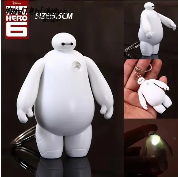 Новый Большой Герой 6 ключ Baymax СВЕТОДИОДНЫЙ Свет Звук Брелки Подвески Подарки на