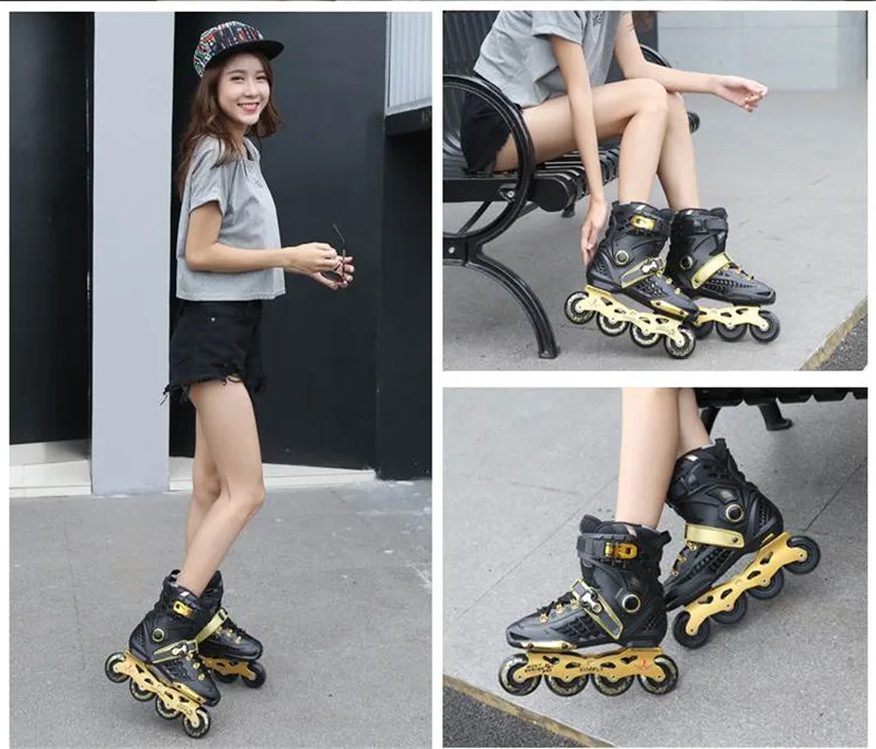 WEIQIU Inline Skates Professional Slalom Adult Roller Skating Shoes Sliding Free Skate Patins Size 35-44 Good As SEBA Sneakers