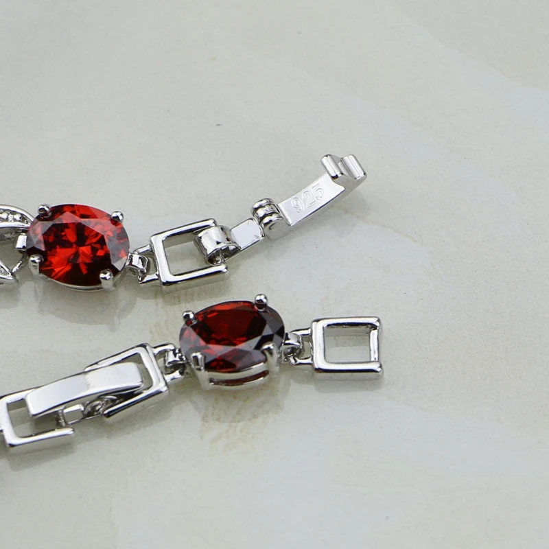 Ювелирные изделия из стерлингового серебра 925 пробы с красным цирконием и белым