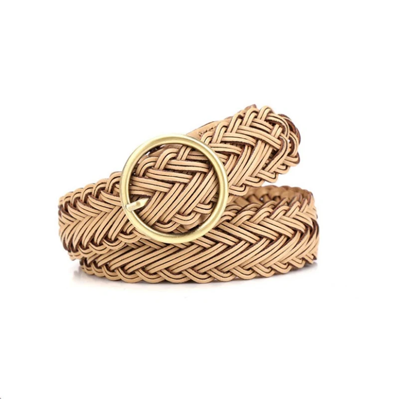 

2021 Luxury Belts for Women Fashion High Quality Hand-woven Pin Buckle Leather Belts