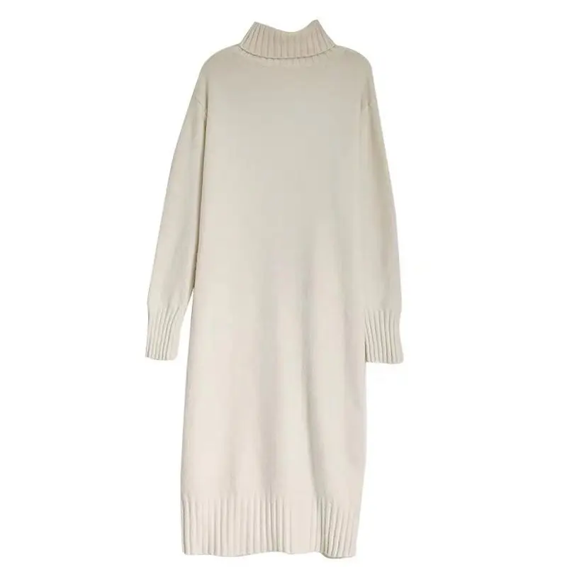 

GOOHOJIO 2020 New Autumn Winter Sweaters Women Turtleneck Ladies Thicken Sweater Loose Long Over The Knee Pullover Sweater Women