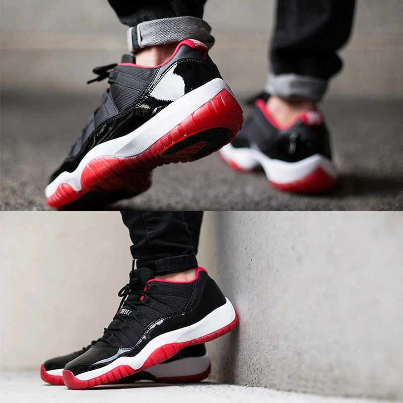 Мужские баскетбольные кроссовки Nike Official AIR JORDAN 11, амортизирующие, Нескользящие, устойчивые к истиранию, спортивные кроссовки 528895-012