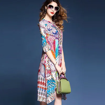Женское летнее платье в стиле бохо шифоновые платья с винтажным принтом