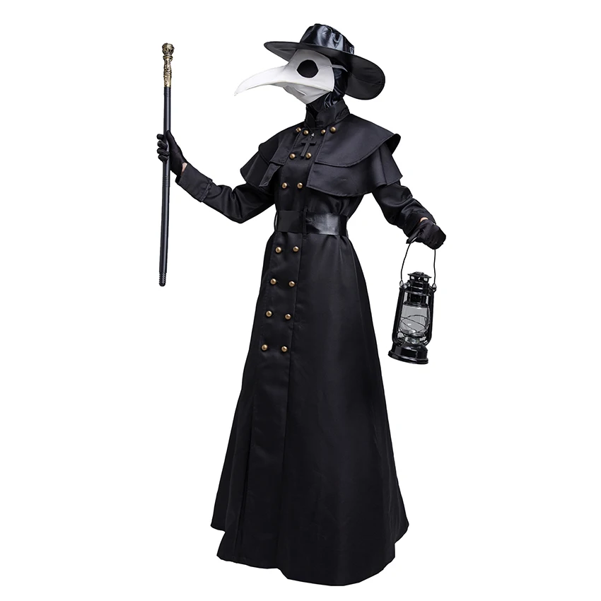 

Plague Doctor Steampunk Robe Medieval Halloween Costumes for Women Adult Gothic Christ Cross Witch Cosplay Mask Priest Wizard