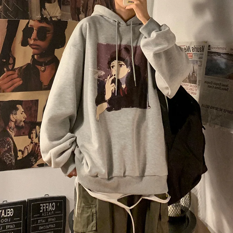 

ZOGAA 2021 Men's New Anime Girl Printed Harajuku Sweatshirt Fashion Men's Hoodie Spring Autumn Hip Hop Hoodie Men's Long Sleeve