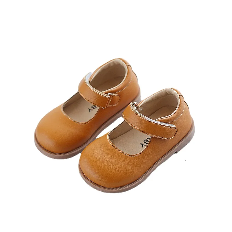 

Girls Leather Shoes Autumn Solid Color Little Girl Shoes Flat Heels Kids Princess Shoes Size 21-30 SC148