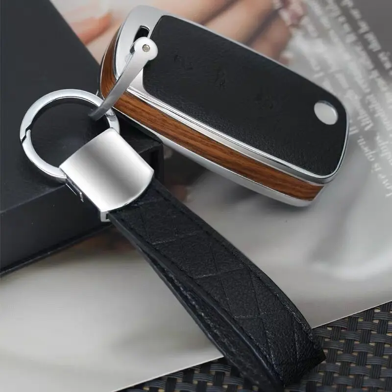 wood-keychain3 Сплав кожаный чехол для ключей автомобиля для Volkswagen VW Passat Gold JETTA Bora Polo Автомобильная камера заднего вида авто ключ сумка протектор - Название цвета: wood-keychain3