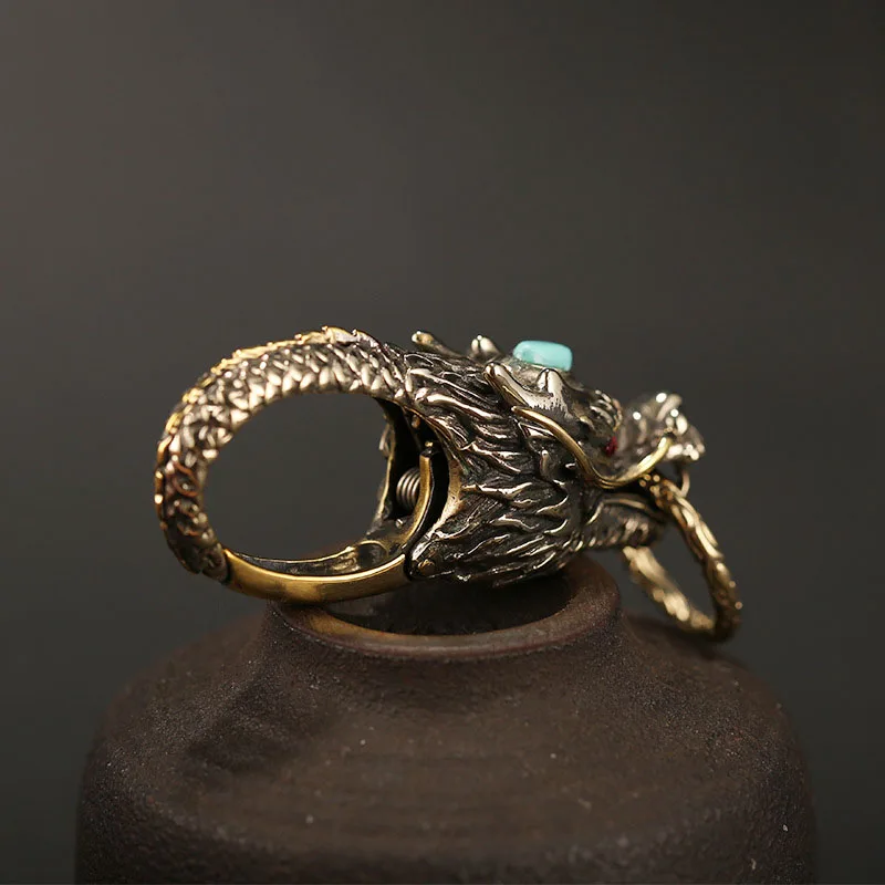 Медный автомобильный брелок с головой дракона кольцом винтажный высококлассный