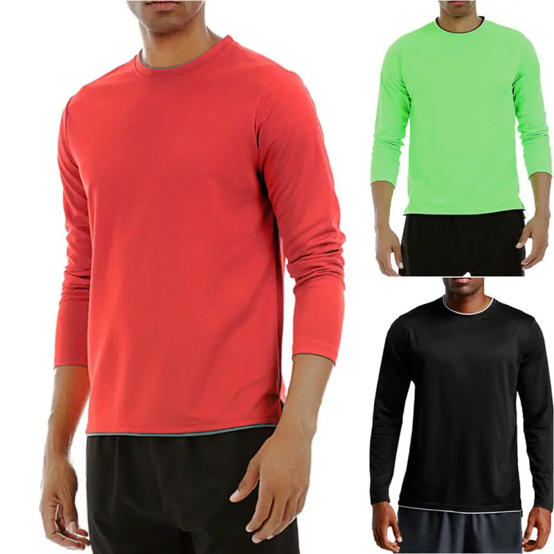 

Men Shirts Long Sleeve Sports Tops Crew Neck T-shirt Outdoor Running Fitness Clothes Men Clothing Shirts Fashion