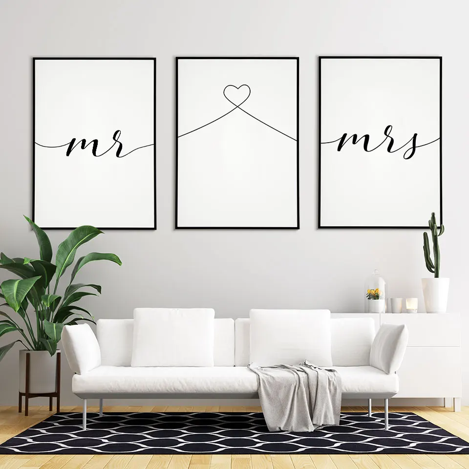 Постер Мистер любовь миссис Скандинавская Настенная картина с цитатами для