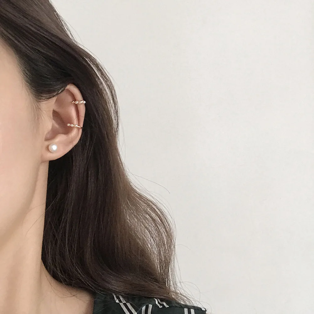 Искусственный жемчуг маленький зажим серьги без пирсинга изящные белые бисерные