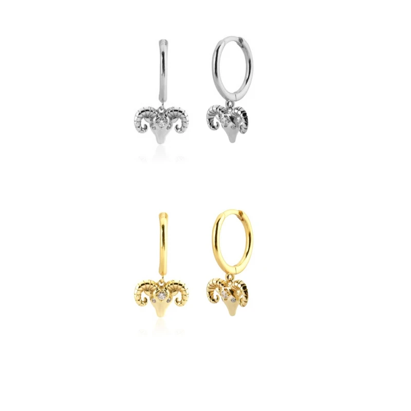 

Женские серьги с подвеской в виде Головы Быка, с фианитами