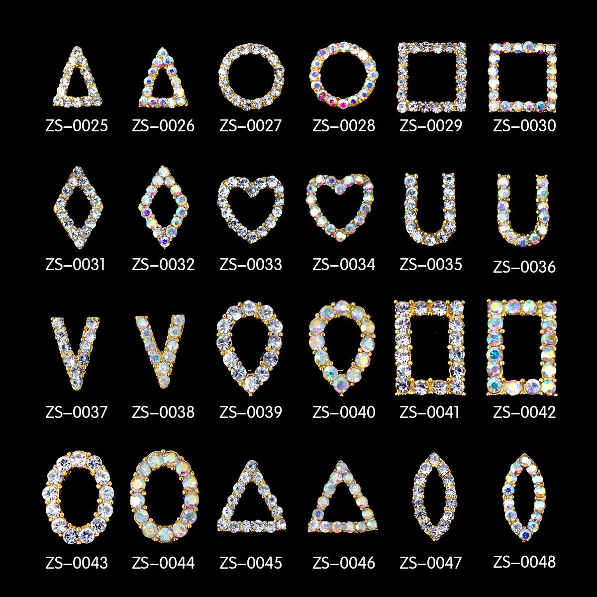 300pcs/lot Geometric Metal Hollow Frame Alloy Metal Rivet Nail Art Decorations Supplies Nails Accesorios Jewelry Designs Charms