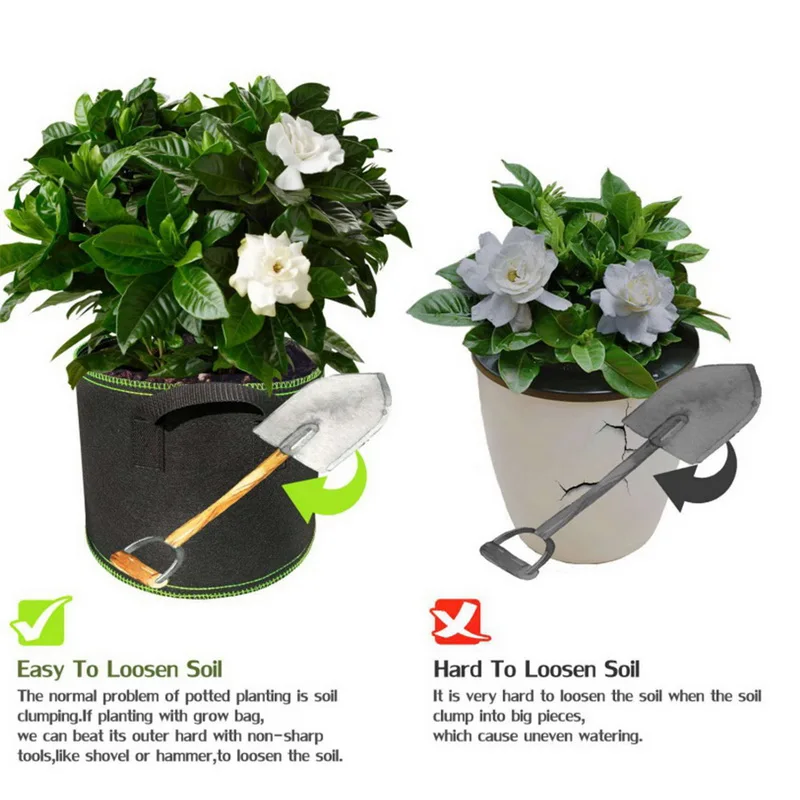 5 шт. дышащая мешок расти растения ткань горшки с ремешком ручки круглые посадки