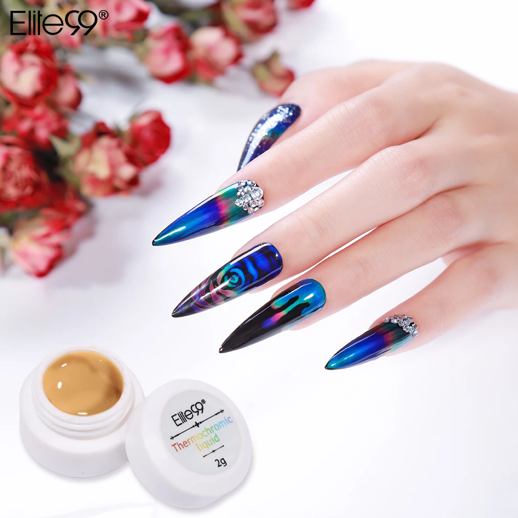 Elite99 Thermochromic жидкостного неоновые сияния ногтей Цвет изменение Гель лак для