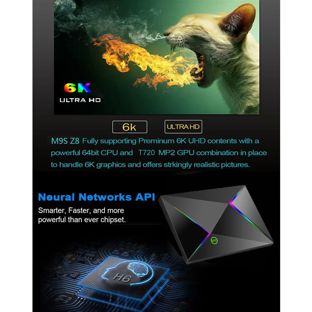 M9S Z8 Смарт ТВ коробка 6K Android 9 0 4 Гб оперативной памяти 32 встроенной 64 Встроенная